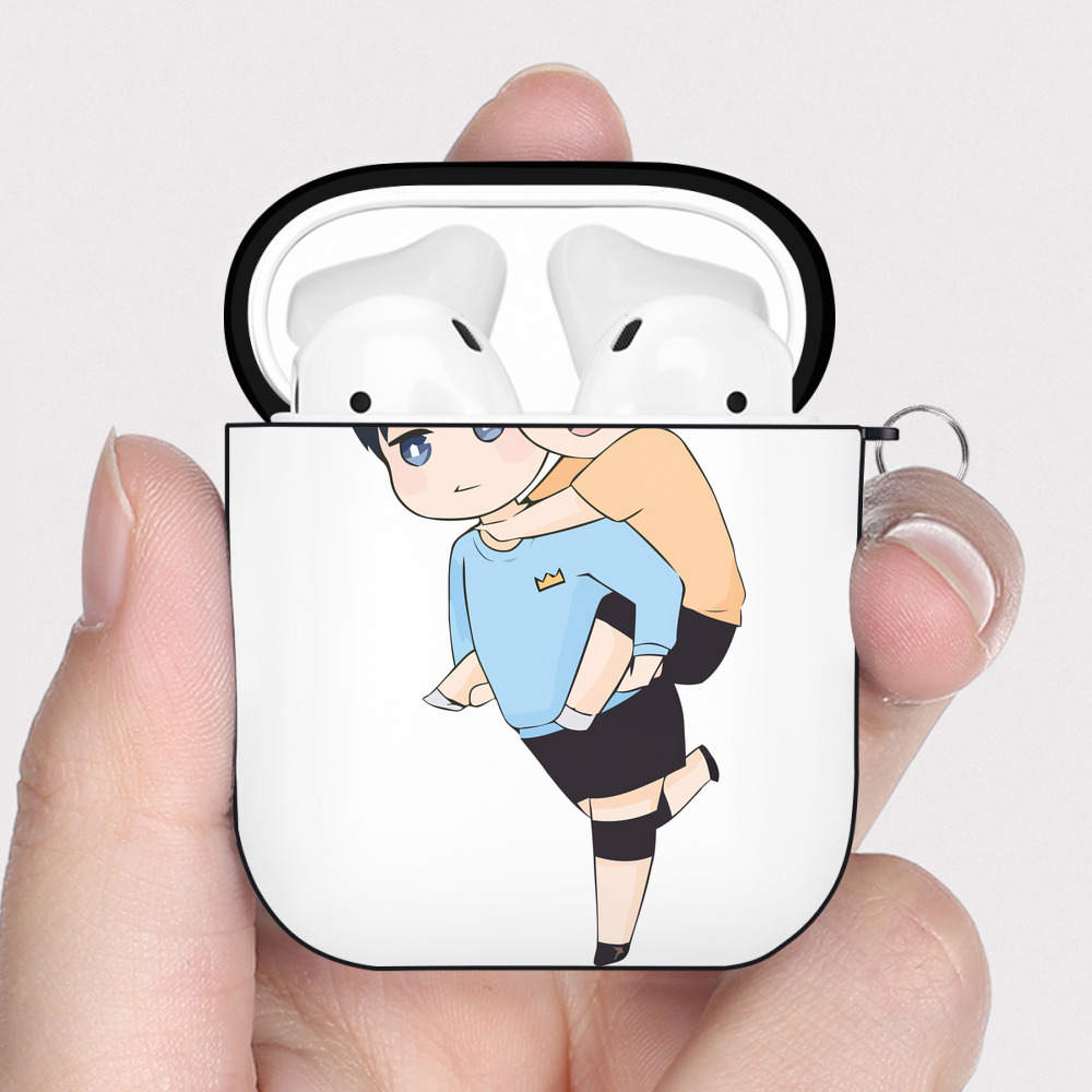 （画像用） ハイキュー!! Haikyu!! AirPods 第2世代保護ケース ハードシェル ブラック 耐衝撃・防指紋・カラビナ付き