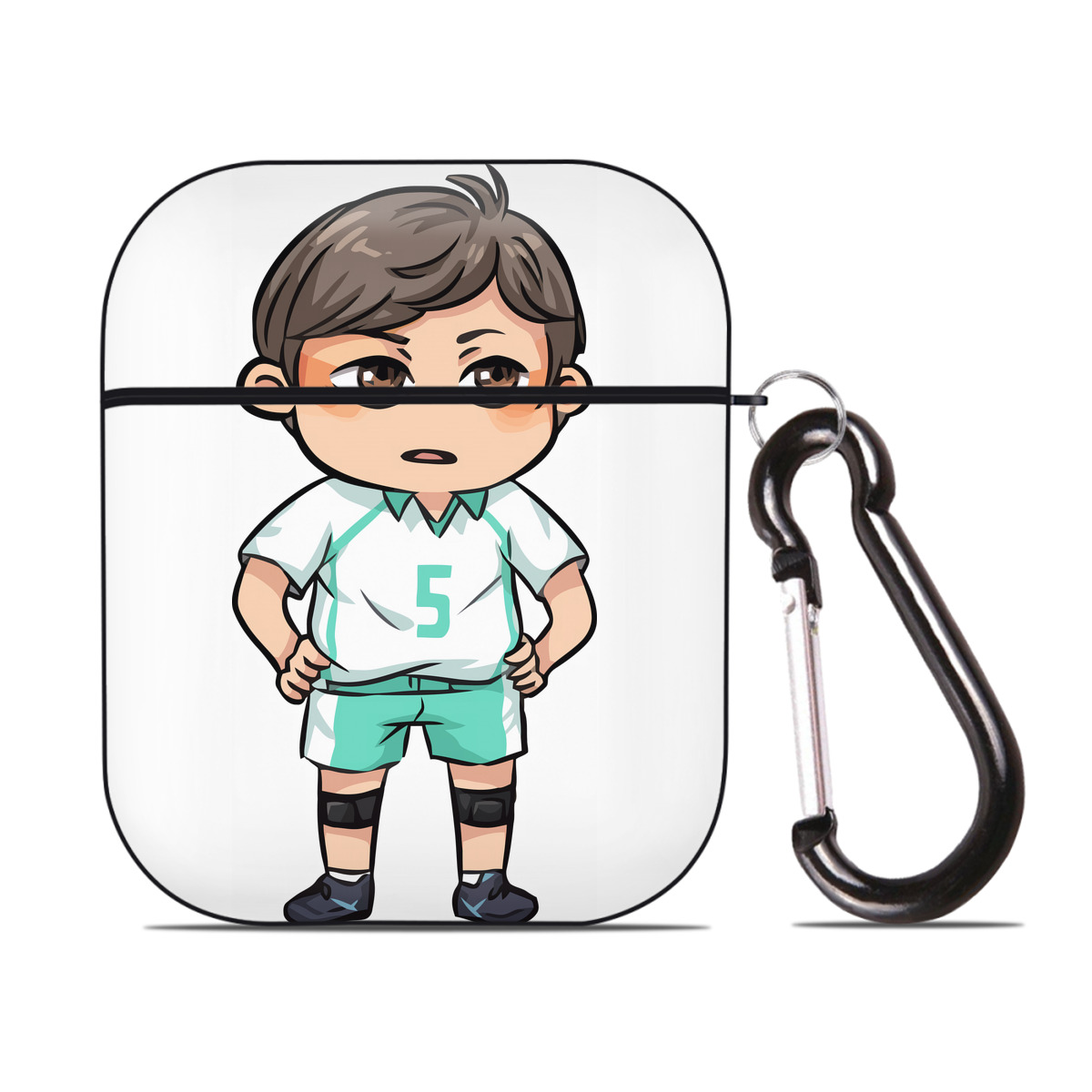 （画像用） ハイキュー!! Haikyu!! AirPods 第2世代保護ケース ハードシェル ブラック 耐衝撃・防指紋・カラビナ付き