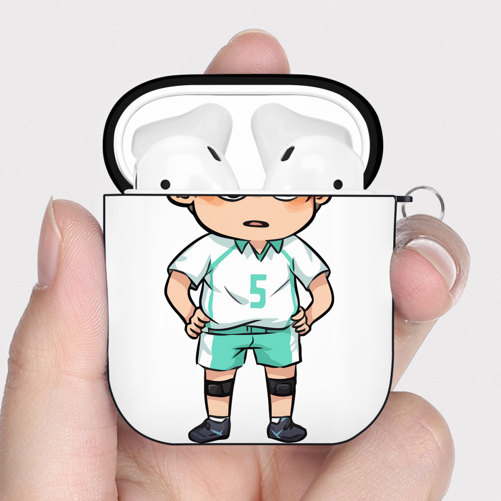 （画像用） ハイキュー!! Haikyu!! AirPods 第2世代保護ケース ハードシェル ブラック 耐衝撃・防指紋・カラビナ付き