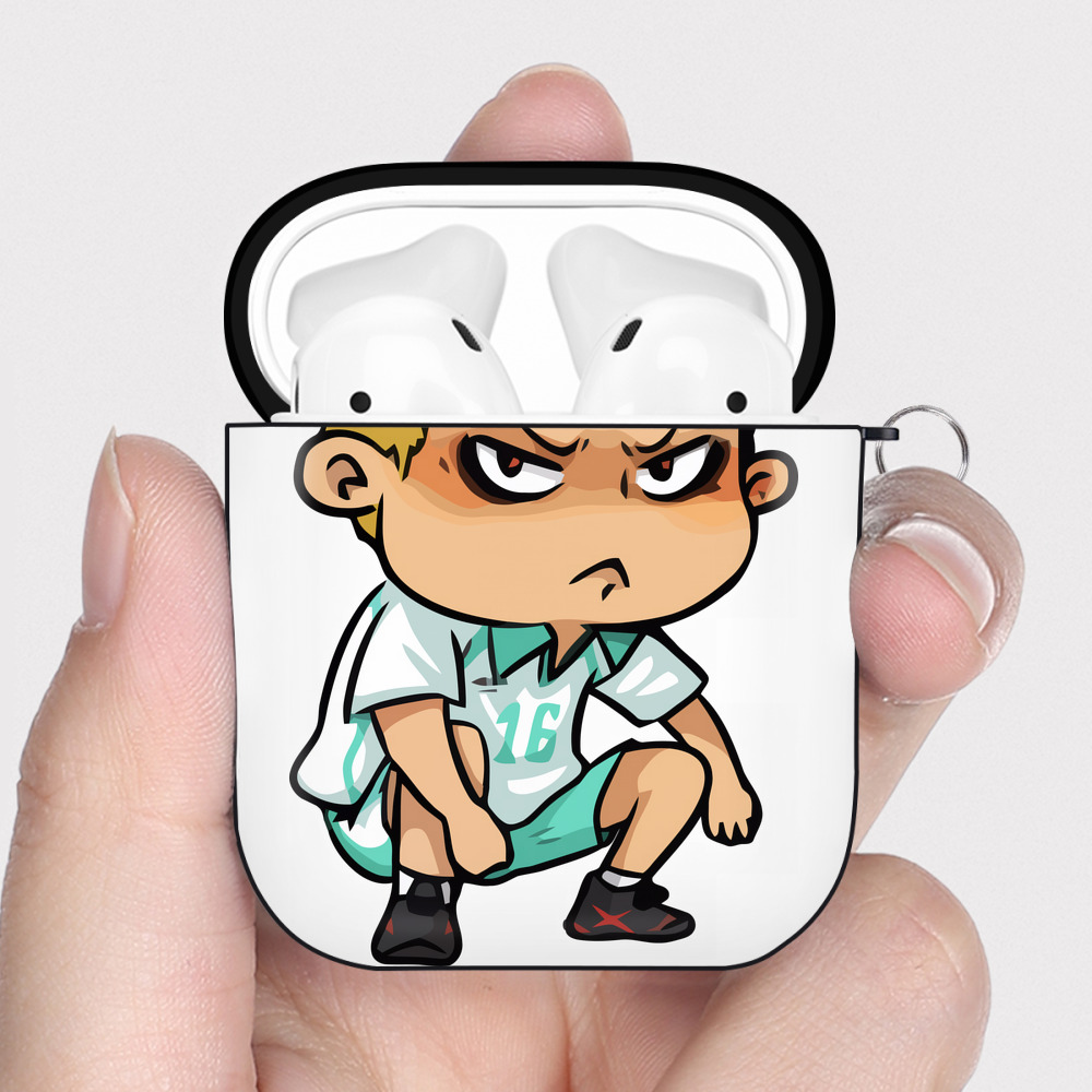 （画像用） ハイキュー!! Haikyu!! AirPods 第2世代保護ケース ハードシェル ブラック 耐衝撃・防指紋・カラビナ付き