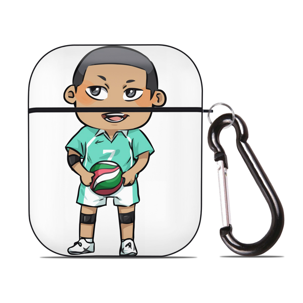 （画像用） ハイキュー!! Haikyu!! AirPods 第2世代保護ケース ハードシェル ブラック 耐衝撃・防指紋・カラビナ付き