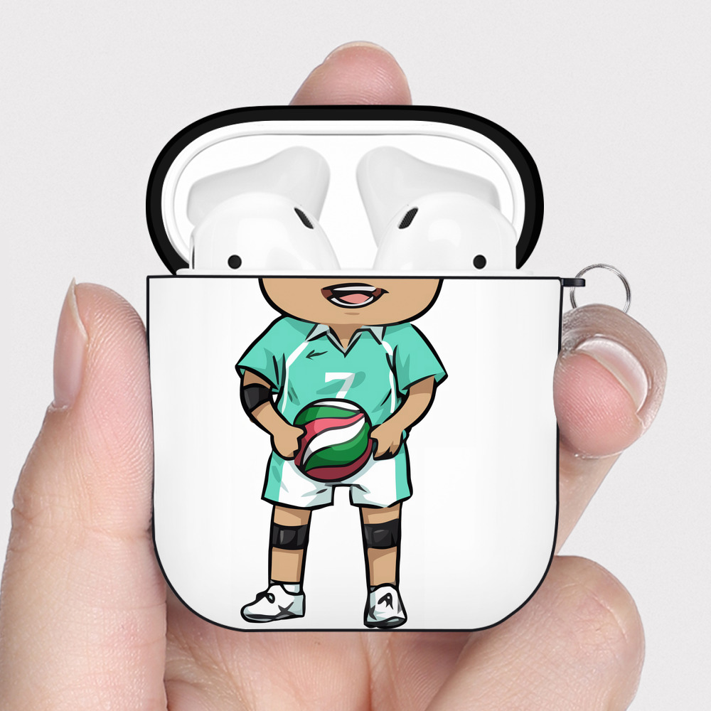 （画像用） ハイキュー!! Haikyu!! AirPods 第2世代保護ケース ハードシェル ブラック 耐衝撃・防指紋・カラビナ付き