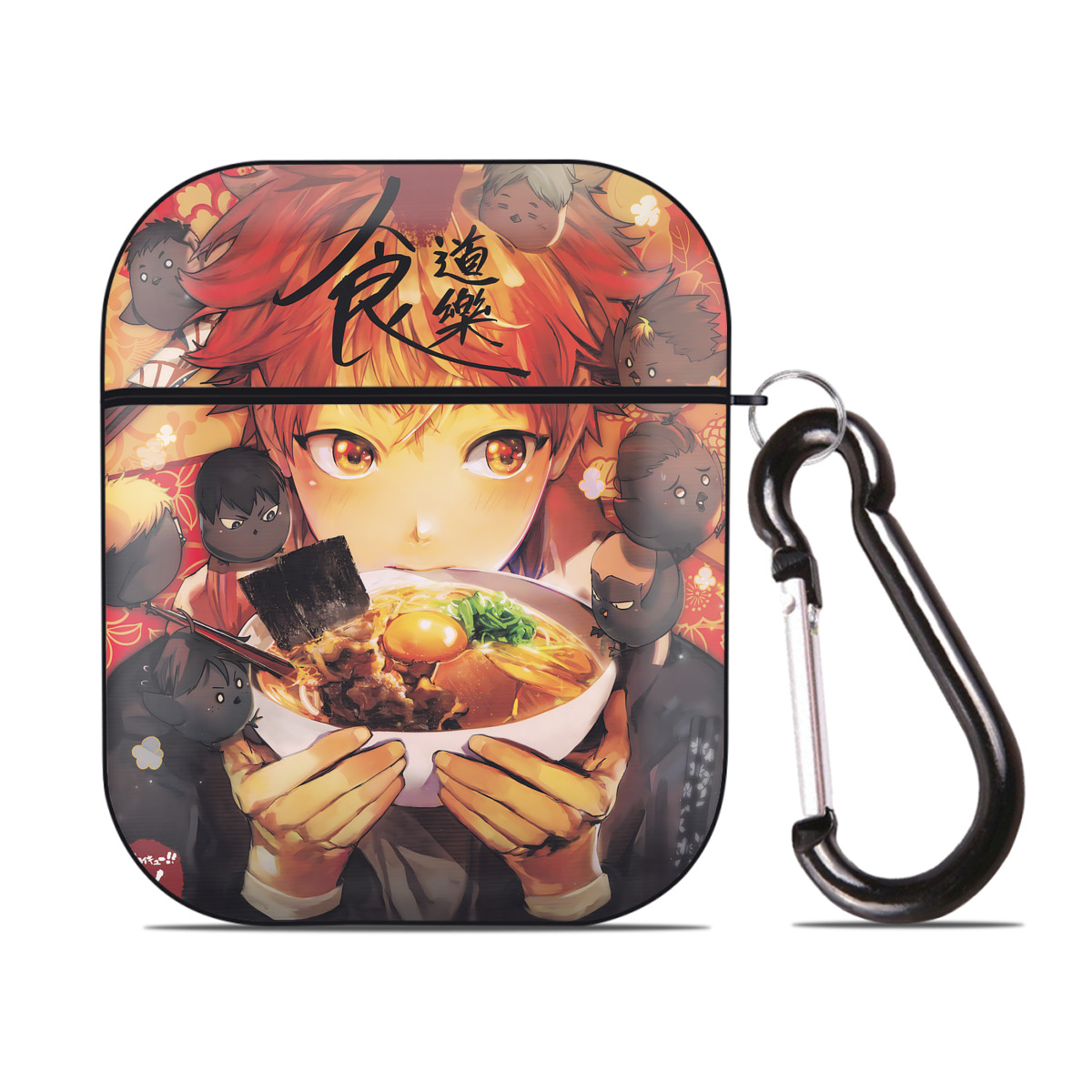 （画像用） ハイキュー!! Haikyu!! AirPods 第2世代保護ケース ハードシェル ブラック 耐衝撃・防指紋・カラビナ付き