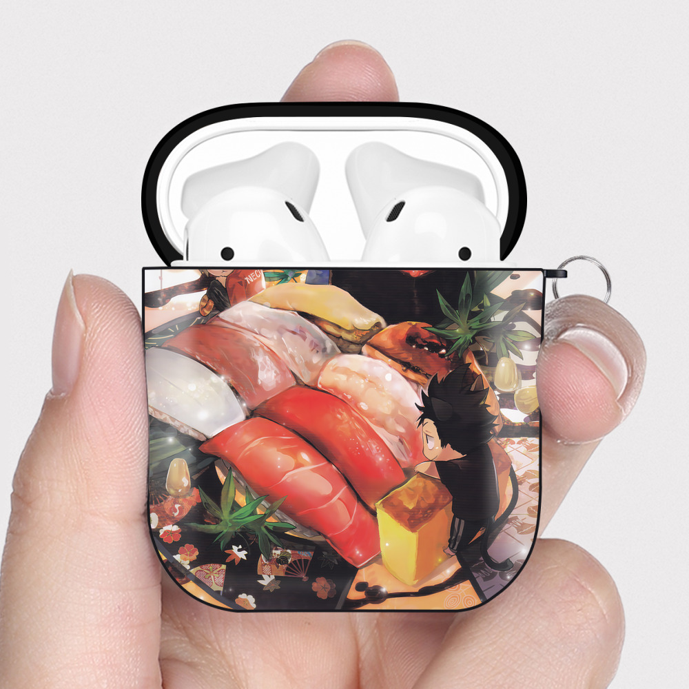 （画像用） ハイキュー!! Haikyu!! AirPods 第2世代保護ケース ハードシェル ブラック 耐衝撃・防指紋・カラビナ付き