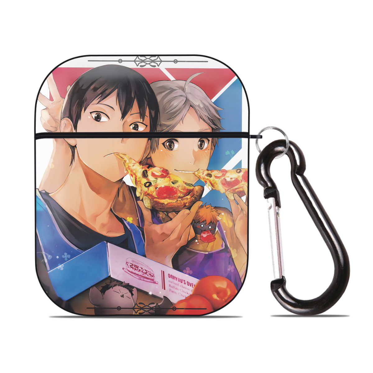 （画像用） ハイキュー!! Haikyu!! AirPods 第2世代保護ケース ハードシェル ブラック 耐衝撃・防指紋・カラビナ付き