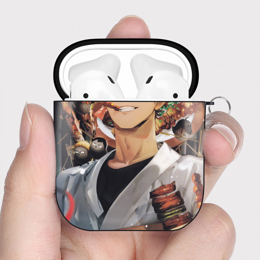 （画像用） ハイキュー!! Haikyu!! AirPods 第2世代保護ケース ハードシェル ブラック 耐衝撃・防指紋・カラビナ付き