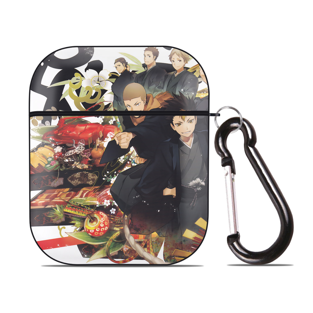 （画像用） ハイキュー!! Haikyu!! AirPods 第2世代保護ケース ハードシェル ブラック 耐衝撃・防指紋・カラビナ付き