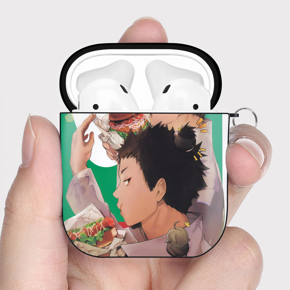 （画像用） ハイキュー!! Haikyu!! AirPods 第2世代保護ケース ハードシェル ブラック 耐衝撃・防指紋・カラビナ付き