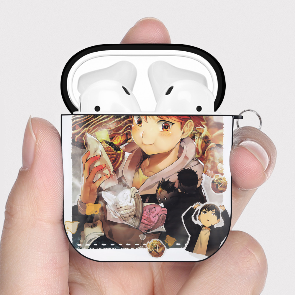 （画像用） ハイキュー!! Haikyu!! AirPods 第2世代保護ケース ハードシェル ブラック 耐衝撃・防指紋・カラビナ付き