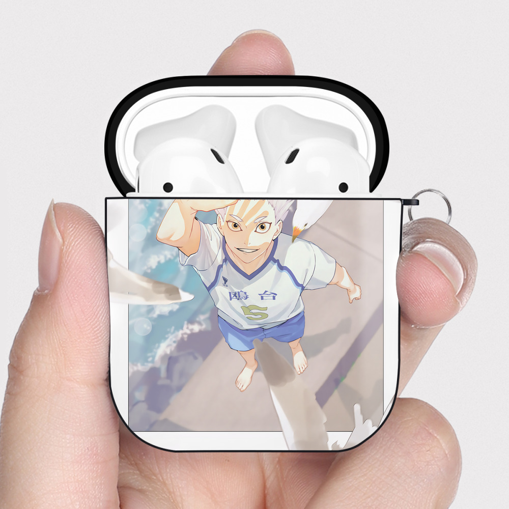 （画像用） ハイキュー!! Haikyu!! AirPods 第2世代保護ケース ハードシェル ブラック 耐衝撃・防指紋・カラビナ付き
