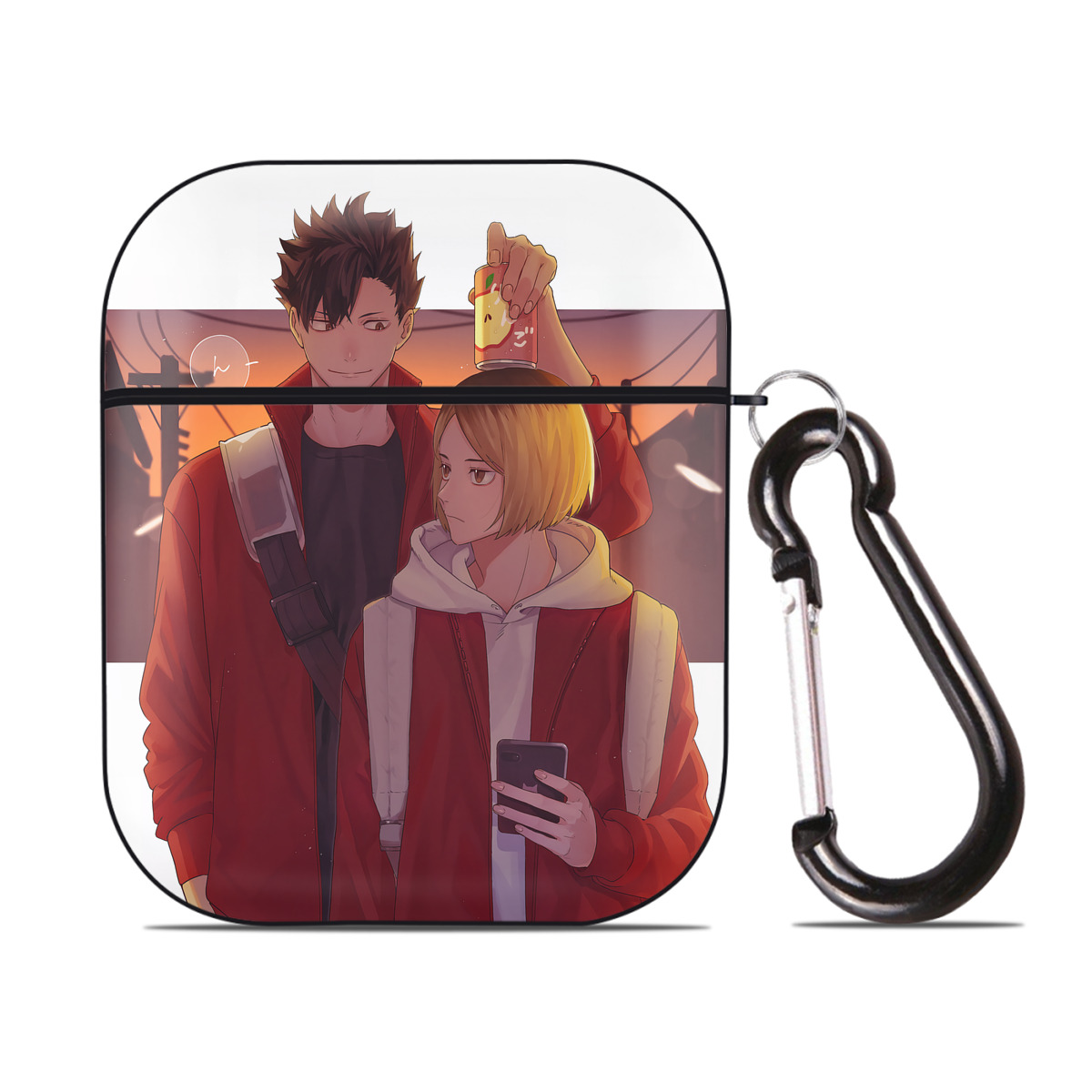 （画像用） ハイキュー!! Haikyu!! AirPods 第2世代保護ケース ハードシェル ブラック 耐衝撃・防指紋・カラビナ付き