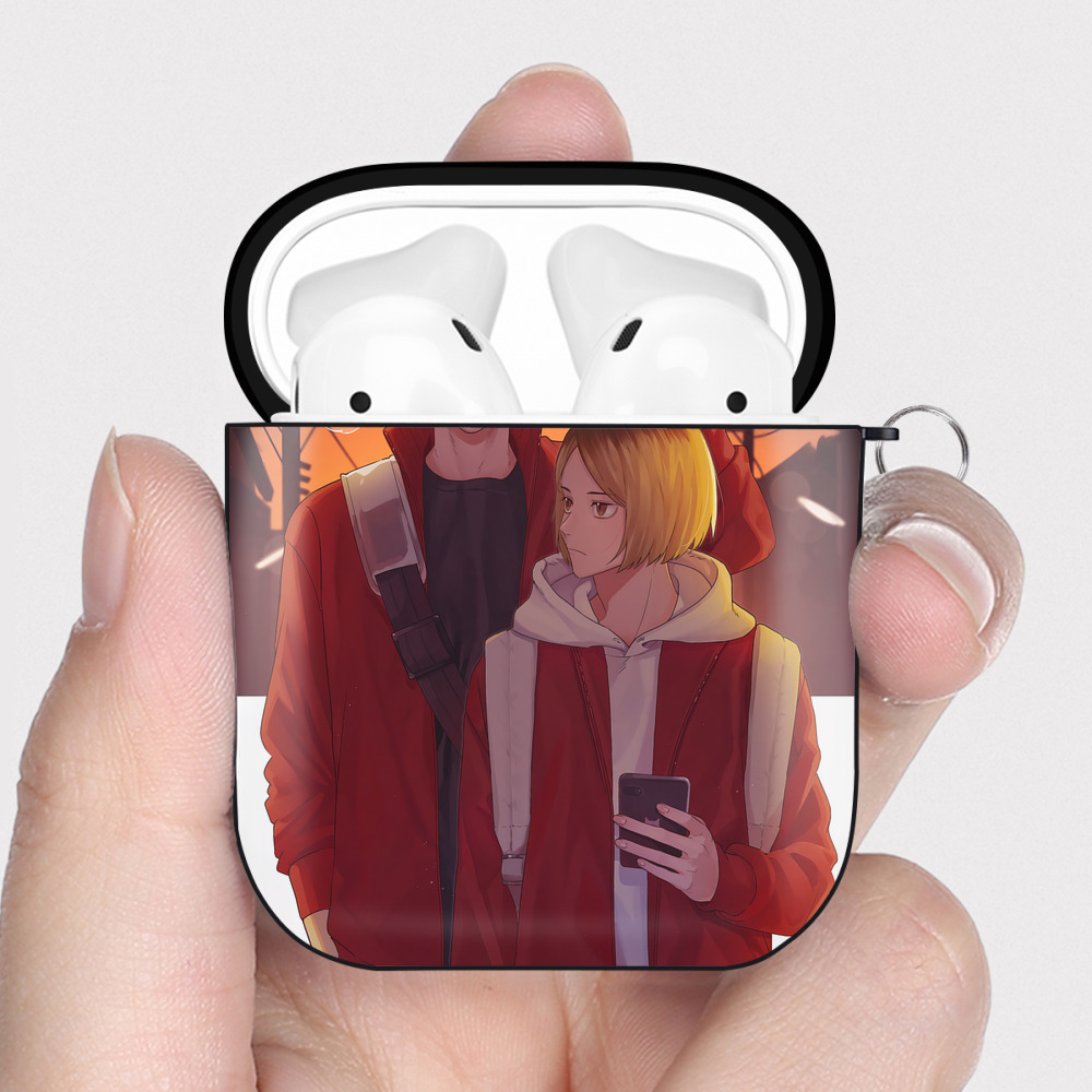 （画像用） ハイキュー!! Haikyu!! AirPods 第2世代保護ケース ハードシェル ブラック 耐衝撃・防指紋・カラビナ付き