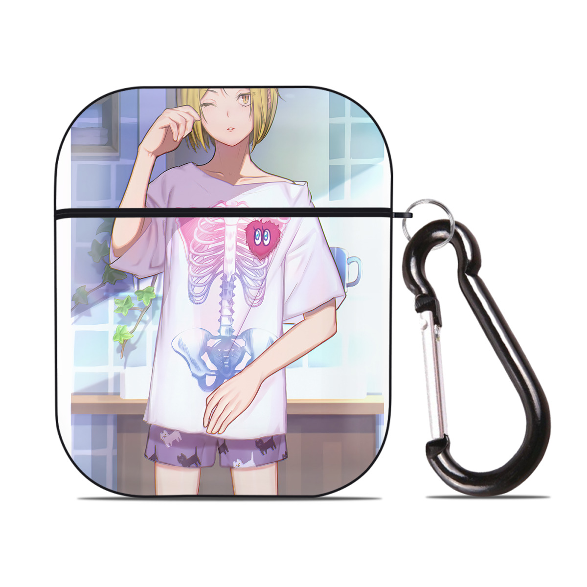 （画像用） ハイキュー!! Haikyu!! AirPods 第2世代保護ケース ハードシェル ブラック 耐衝撃・防指紋・カラビナ付き