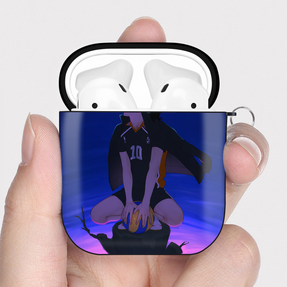 （画像用） ハイキュー!! Haikyu!! AirPods 第2世代保護ケース ハードシェル ブラック 耐衝撃・防指紋・カラビナ付き