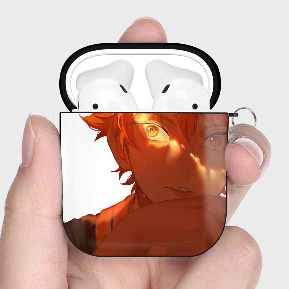 （画像用） ハイキュー!! Haikyu!! AirPods 第2世代保護ケース ハードシェル ブラック 耐衝撃・防指紋・カラビナ付き