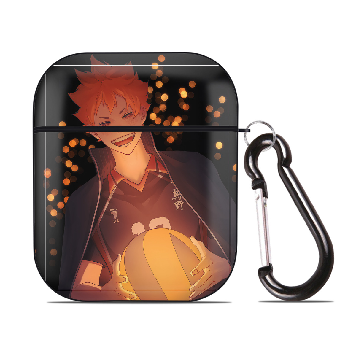 （画像用） ハイキュー!! Haikyu!! AirPods 第2世代保護ケース ハードシェル ブラック 耐衝撃・防指紋・カラビナ付き
