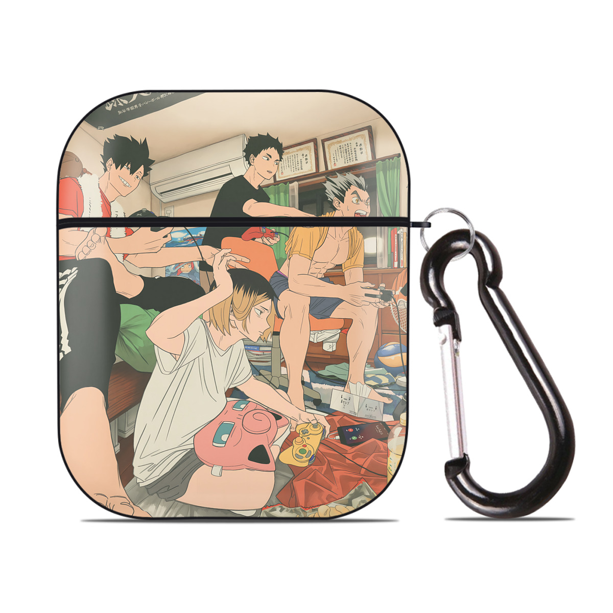 （画像用） ハイキュー!! Haikyu!! AirPods 第2世代保護ケース ハードシェル ブラック 耐衝撃・防指紋・カラビナ付き