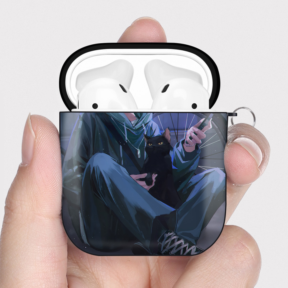 （画像用） ハイキュー!! Haikyu!! AirPods 第2世代保護ケース ハードシェル ブラック 耐衝撃・防指紋・カラビナ付き