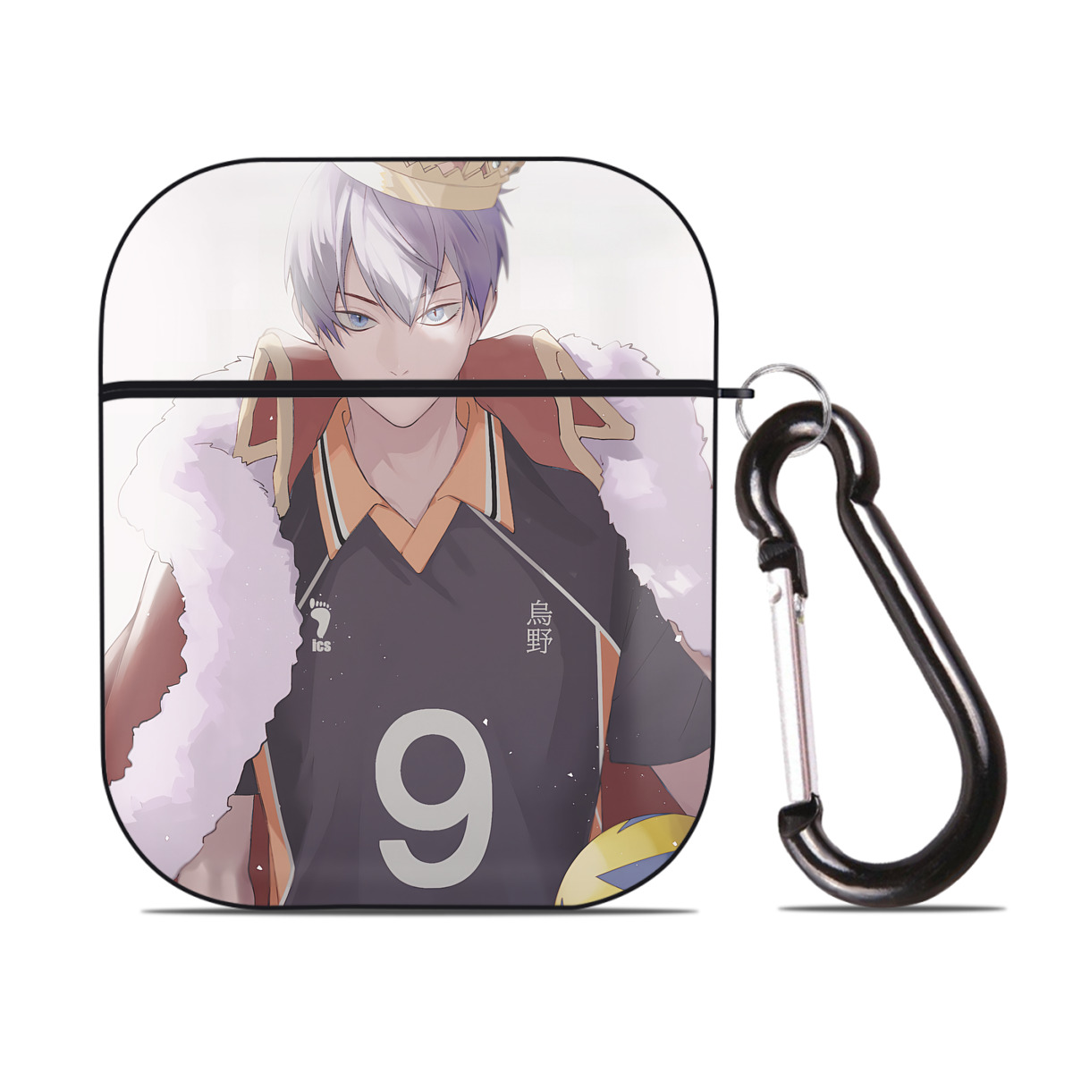 （画像用） ハイキュー!! Haikyu!! AirPods 第2世代保護ケース ハードシェル ブラック 耐衝撃・防指紋・カラビナ付き