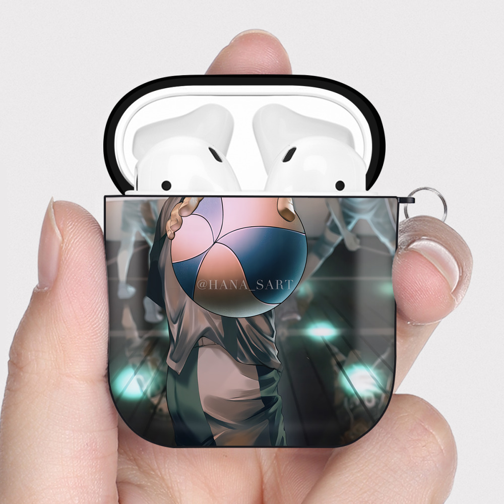 （画像用） ハイキュー!! Haikyu!! AirPods 第2世代保護ケース ハードシェル ブラック 耐衝撃・防指紋・カラビナ付き