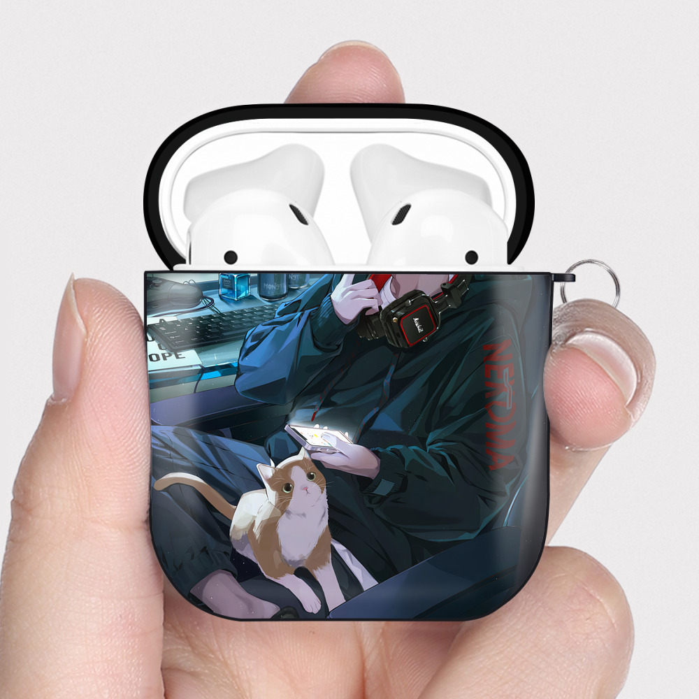 （画像用） ハイキュー!! Haikyu!! AirPods 第2世代保護ケース ハードシェル ブラック 耐衝撃・防指紋・カラビナ付き