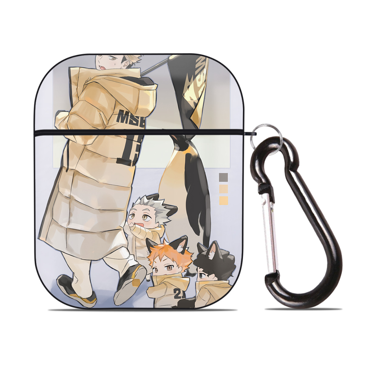 （画像用） ハイキュー!! Haikyu!! AirPods 第2世代保護ケース ハードシェル ブラック 耐衝撃・防指紋・カラビナ付き