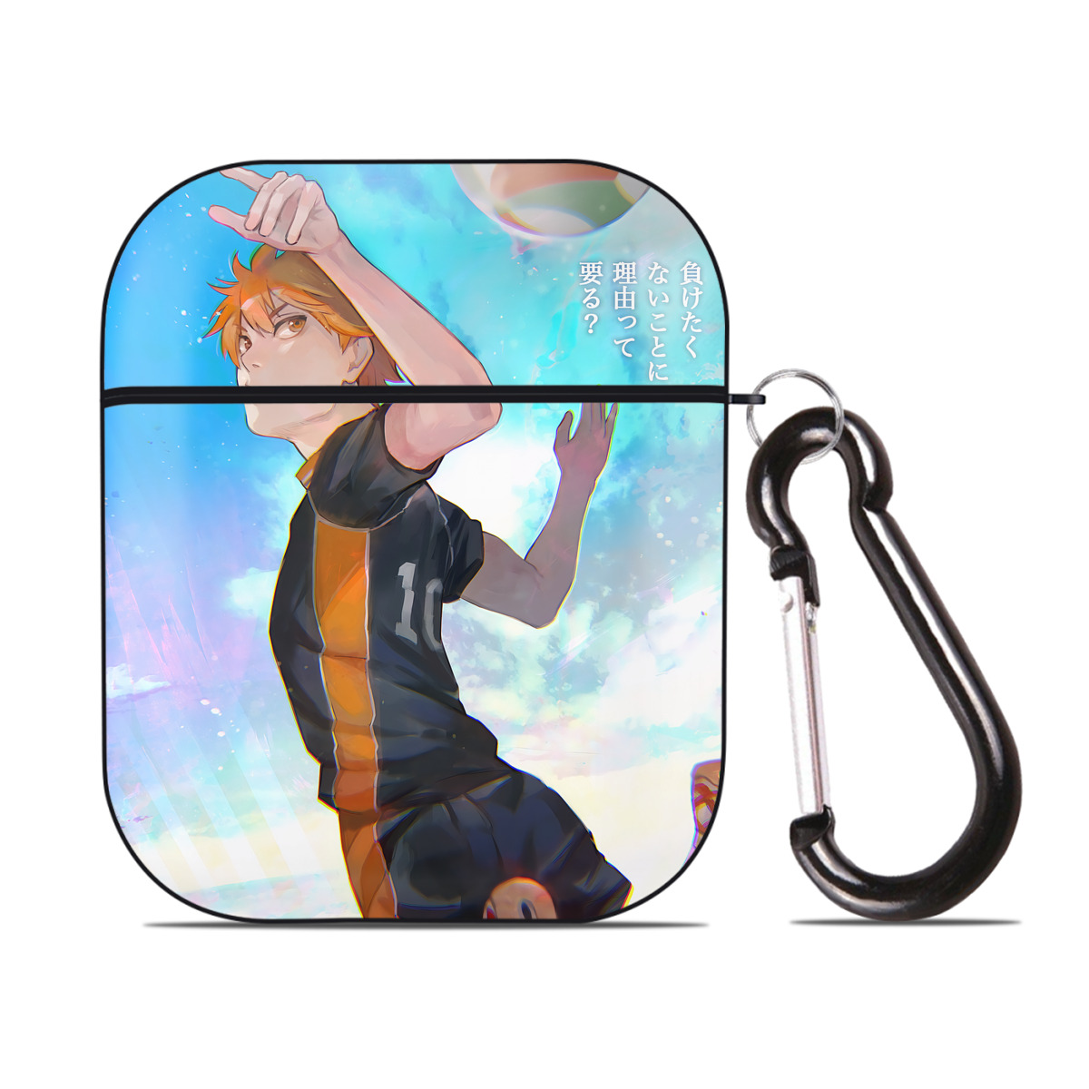 （画像用） ハイキュー!! Haikyu!! AirPods 第2世代保護ケース ハードシェル ブラック 耐衝撃・防指紋・カラビナ付き