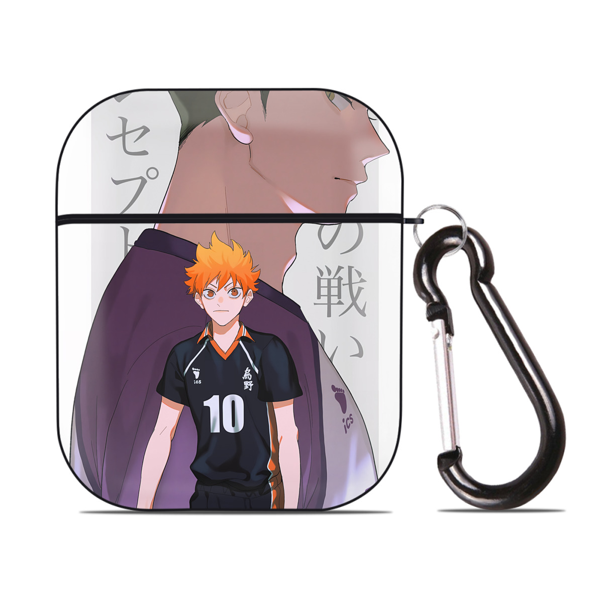 （画像用） ハイキュー!! Haikyu!! AirPods 第2世代保護ケース ハードシェル ブラック 耐衝撃・防指紋・カラビナ付き