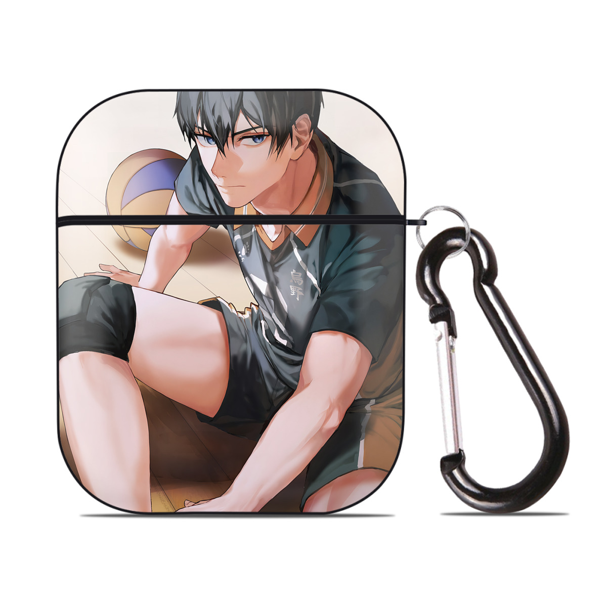 （画像用） ハイキュー!! Haikyu!! AirPods 第2世代保護ケース ハードシェル ブラック 耐衝撃・防指紋・カラビナ付き