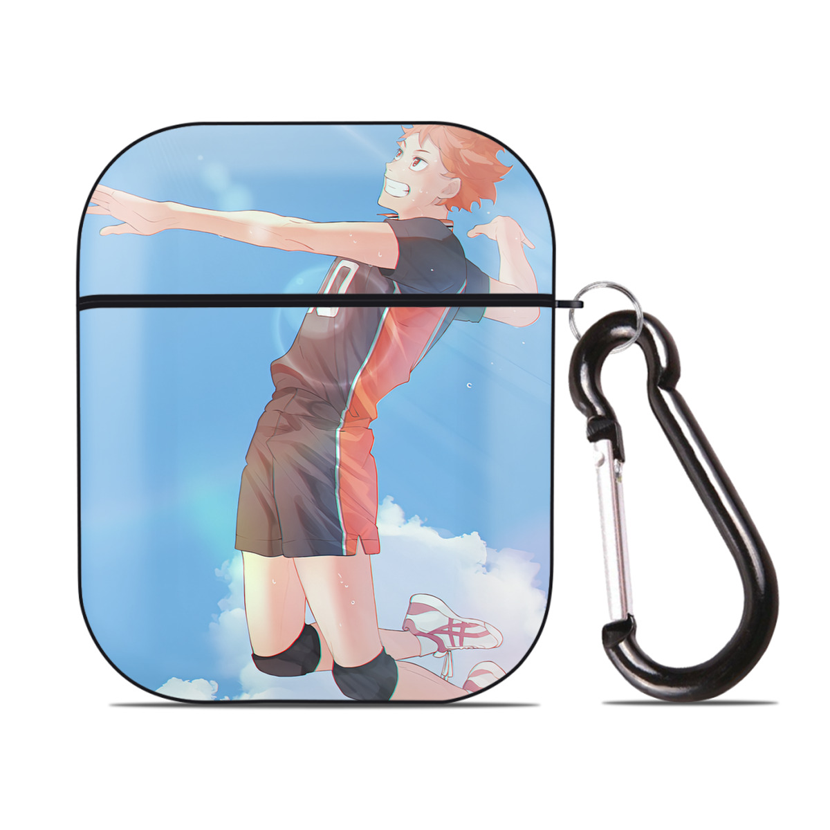 （画像用） ハイキュー!! Haikyu!! AirPods 第2世代保護ケース ハードシェル ブラック 耐衝撃・防指紋・カラビナ付き