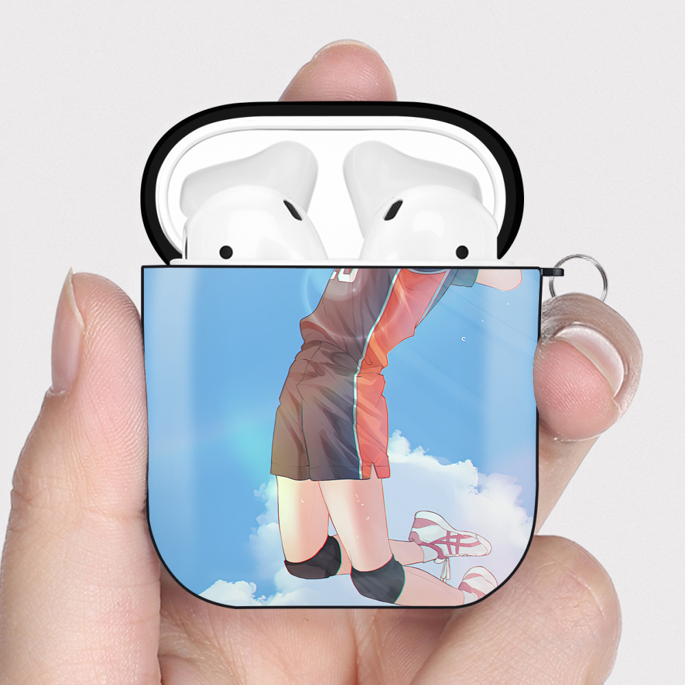 （画像用） ハイキュー!! Haikyu!! AirPods 第2世代保護ケース ハードシェル ブラック 耐衝撃・防指紋・カラビナ付き