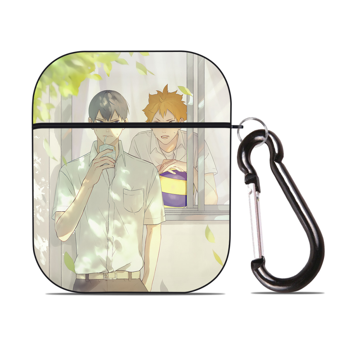 （画像用） ハイキュー!! Haikyu!! AirPods 第2世代保護ケース ハードシェル ブラック 耐衝撃・防指紋・カラビナ付き