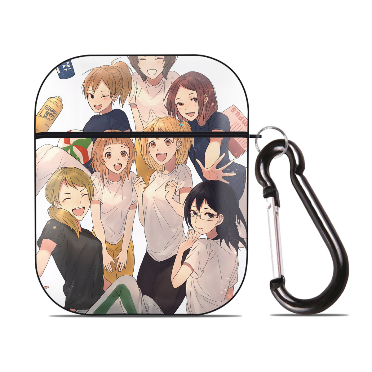 （画像用） ハイキュー!! Haikyu!! AirPods 第2世代保護ケース ハードシェル ブラック 耐衝撃・防指紋・カラビナ付き