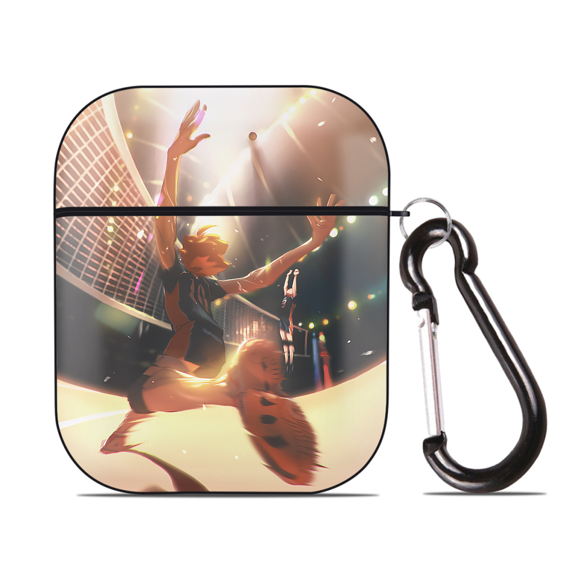 （画像用） ハイキュー!! Haikyu!! AirPods 第2世代保護ケース ハードシェル ブラック 耐衝撃・防指紋・カラビナ付き