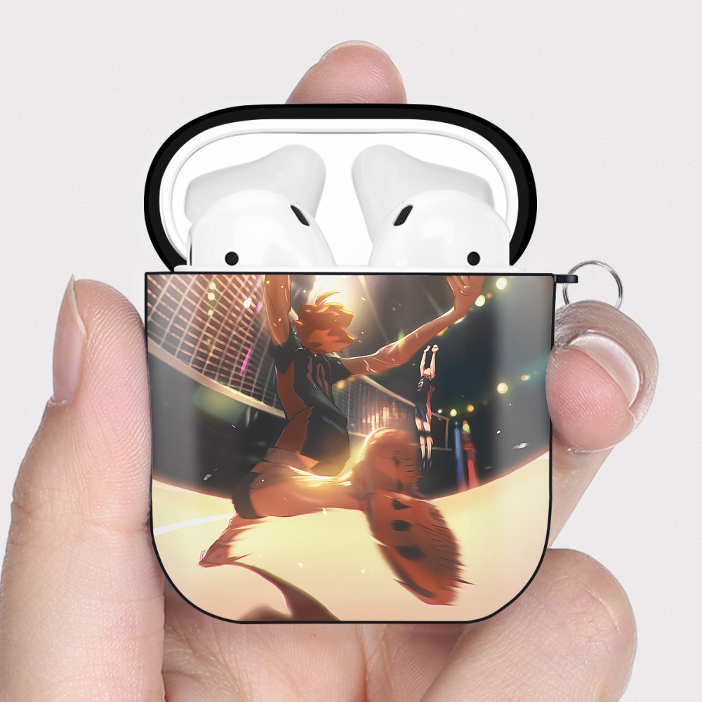 （画像用） ハイキュー!! Haikyu!! AirPods 第2世代保護ケース ハードシェル ブラック 耐衝撃・防指紋・カラビナ付き