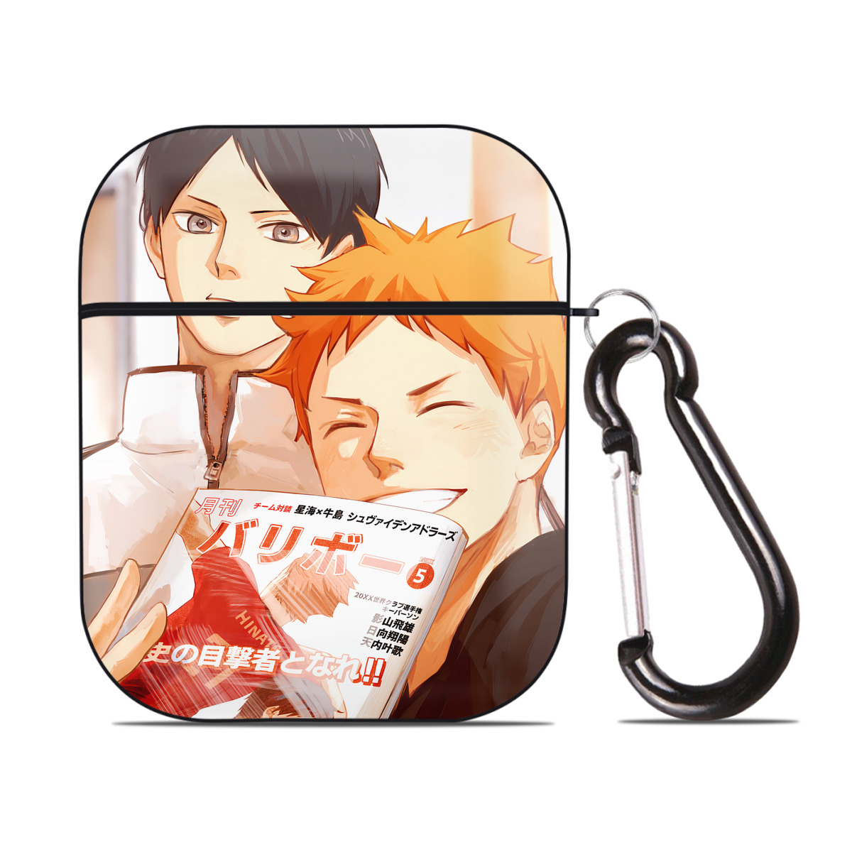 （画像用） ハイキュー!! Haikyu!! AirPods 第2世代保護ケース ハードシェル ブラック 耐衝撃・防指紋・カラビナ付き