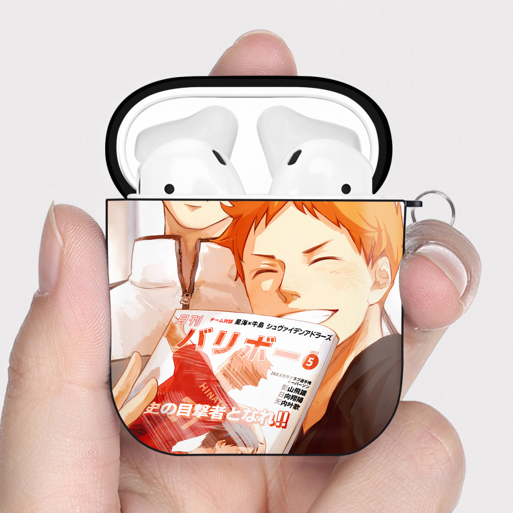 （画像用） ハイキュー!! Haikyu!! AirPods 第2世代保護ケース ハードシェル ブラック 耐衝撃・防指紋・カラビナ付き