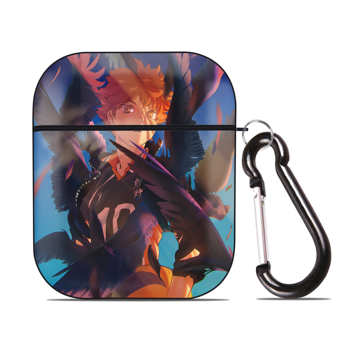 （画像用） ハイキュー!! Haikyu!! AirPods 第2世代保護ケース ハードシェル ブラック 耐衝撃・防指紋・カラビナ付き