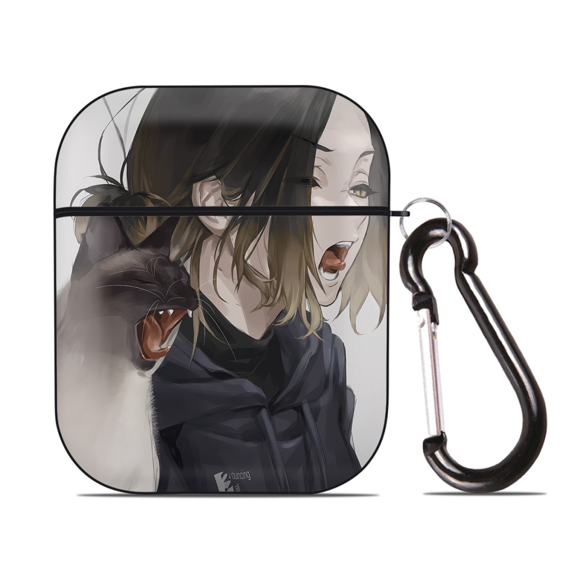 （画像用） ハイキュー!! Haikyu!! AirPods 第2世代保護ケース ハードシェル ブラック 耐衝撃・防指紋・カラビナ付き