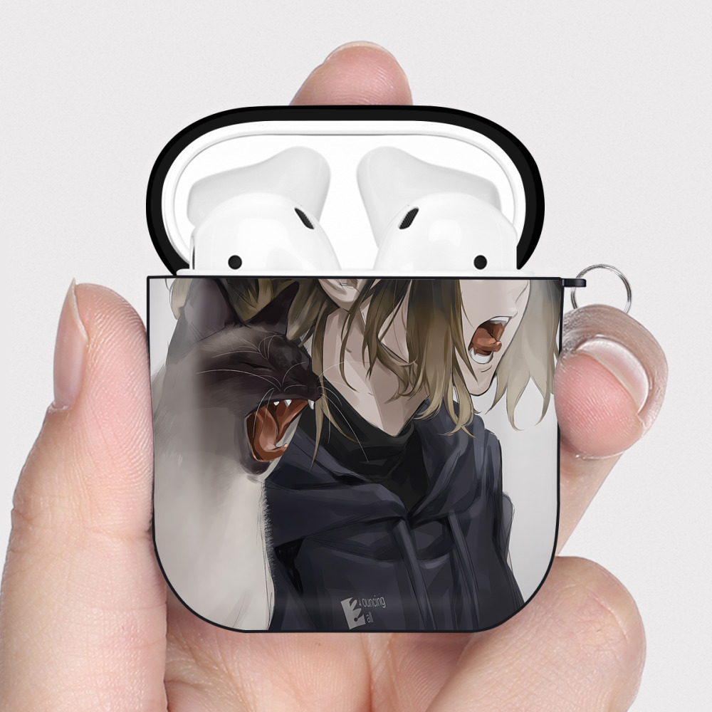 （画像用） ハイキュー!! Haikyu!! AirPods 第2世代保護ケース ハードシェル ブラック 耐衝撃・防指紋・カラビナ付き