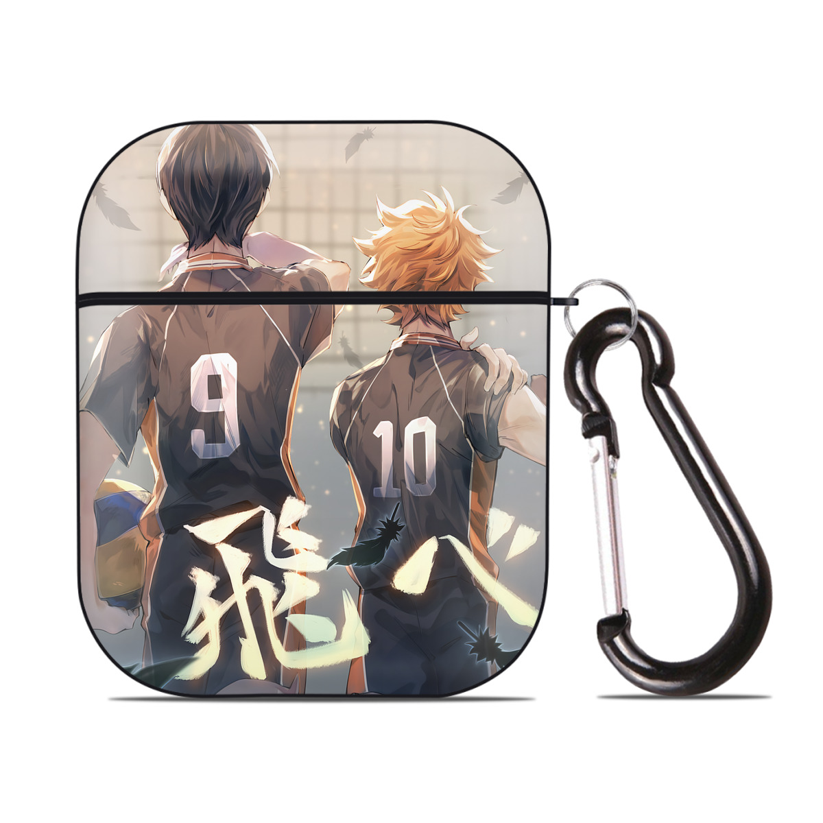 （画像用） ハイキュー!! Haikyu!! AirPods 第2世代保護ケース ハードシェル ブラック 耐衝撃・防指紋・カラビナ付き