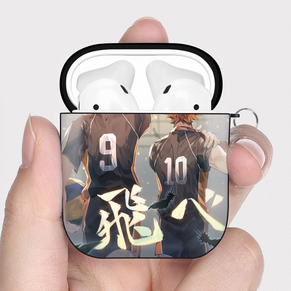（画像用） ハイキュー!! Haikyu!! AirPods 第2世代保護ケース ハードシェル ブラック 耐衝撃・防指紋・カラビナ付き