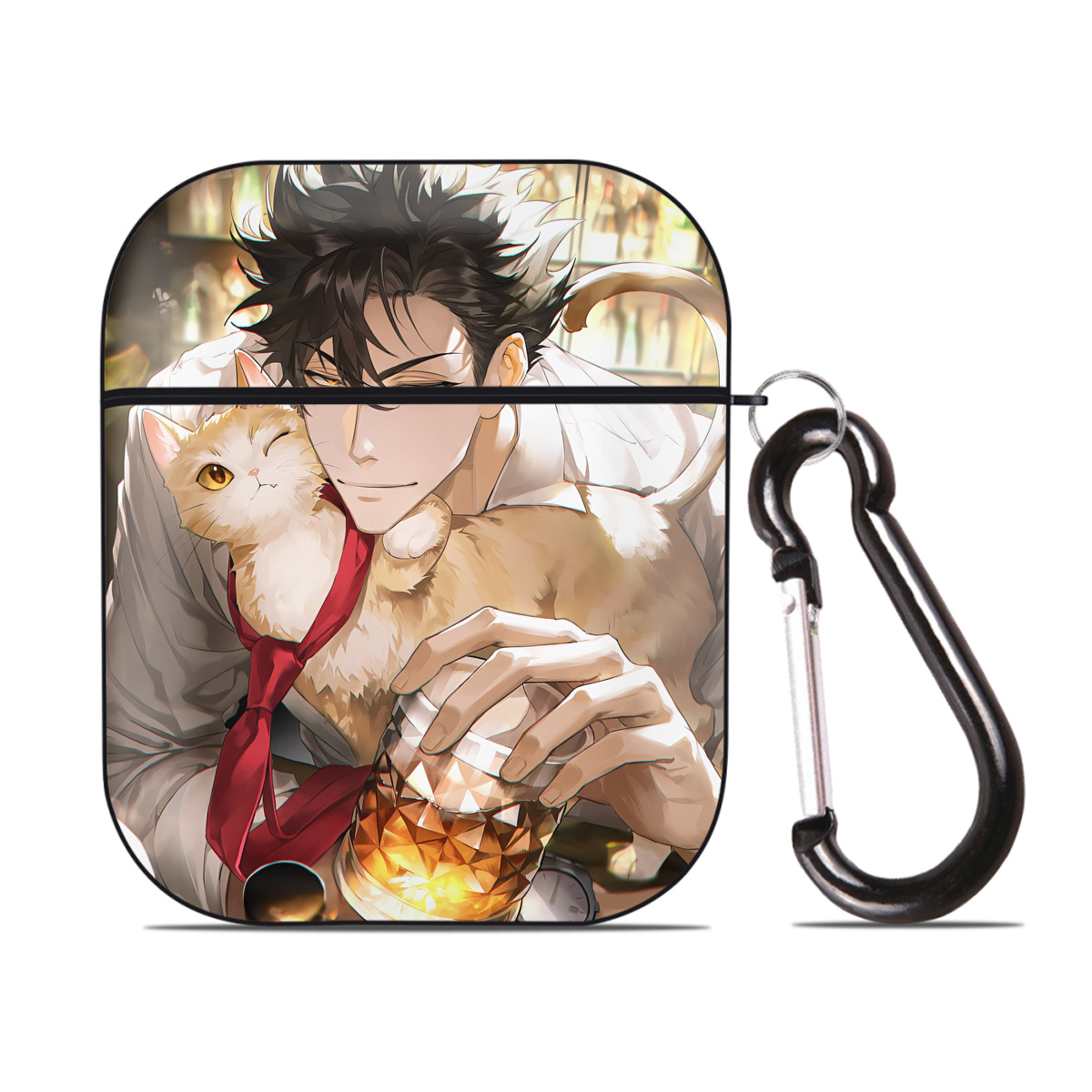（画像用） ハイキュー!! Haikyu!! AirPods 第2世代保護ケース ハードシェル ブラック 耐衝撃・防指紋・カラビナ付き