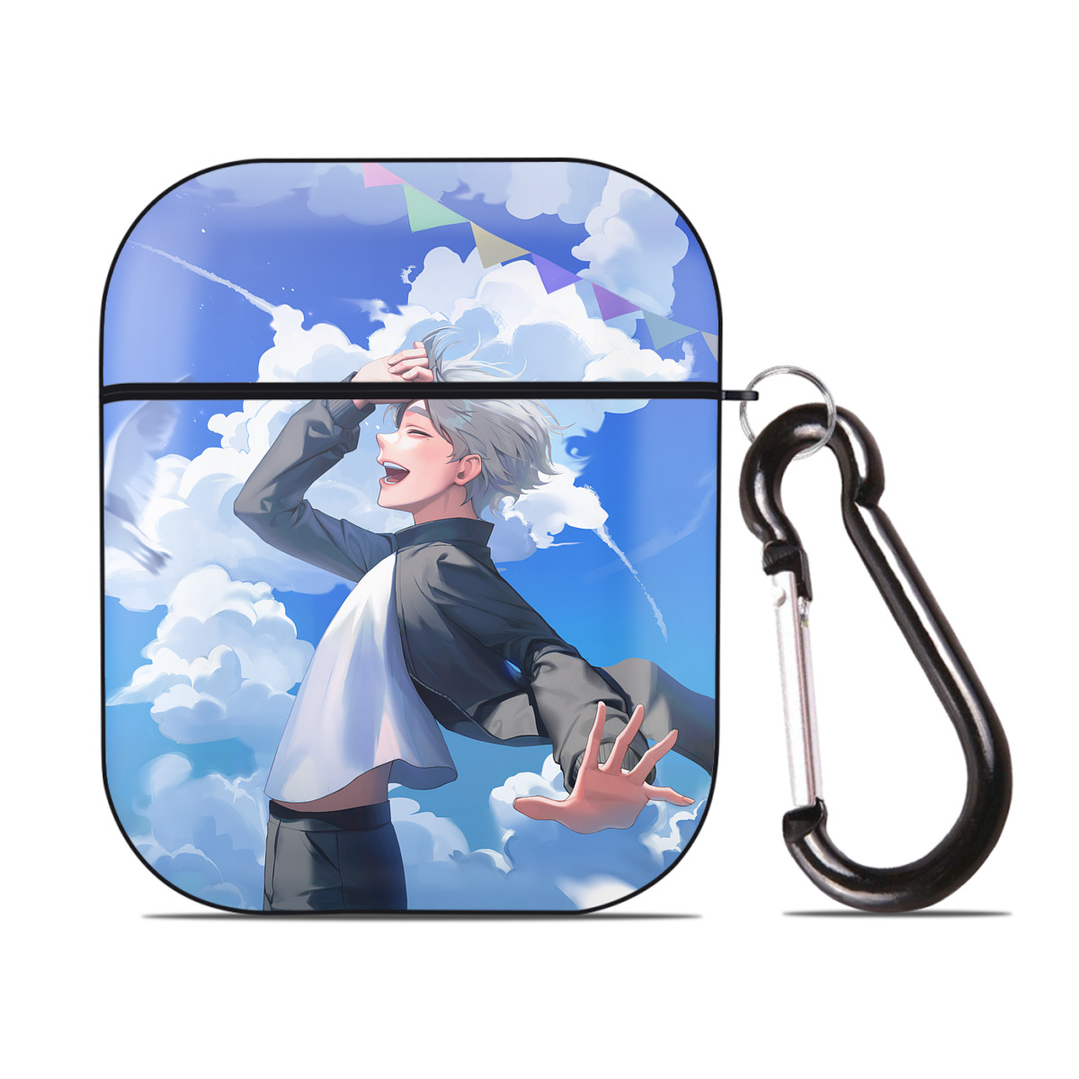 （画像用） ハイキュー!! Haikyu!! AirPods 第2世代保護ケース ハードシェル ブラック 耐衝撃・防指紋・カラビナ付き