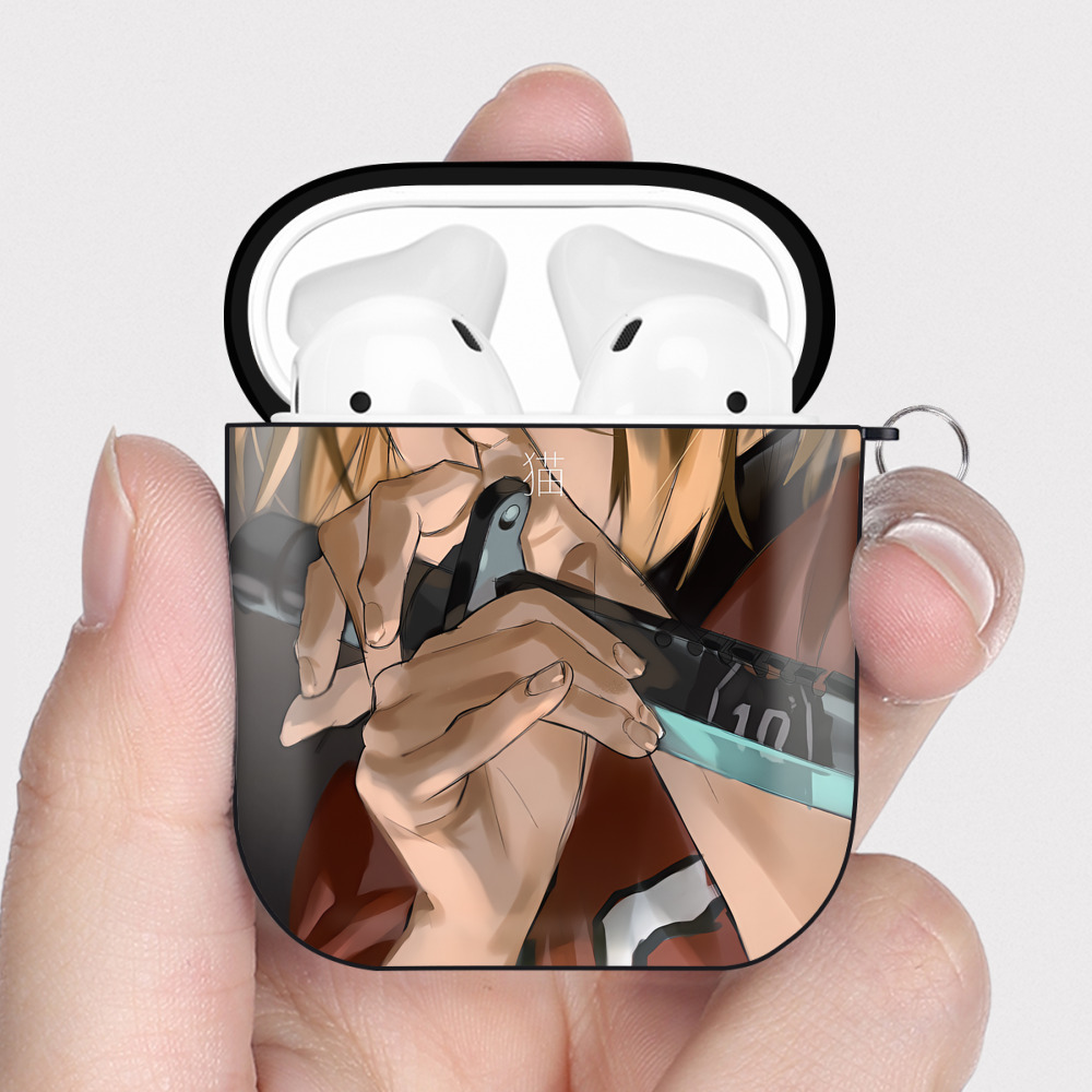 （画像用） ハイキュー!! Haikyu!! AirPods 第2世代保護ケース ハードシェル ブラック 耐衝撃・防指紋・カラビナ付き