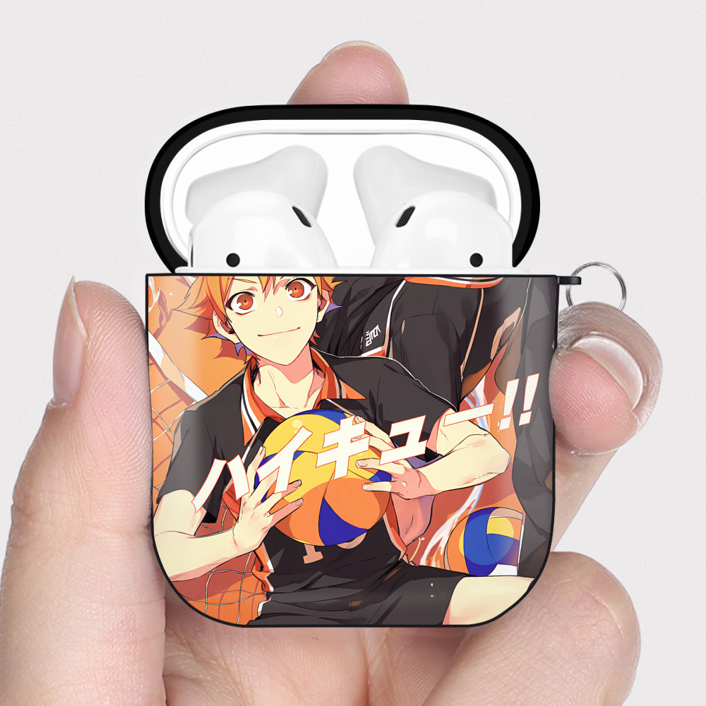 （画像用） ハイキュー!! Haikyu!! AirPods 第2世代保護ケース ハードシェル ブラック 耐衝撃・防指紋・カラビナ付き