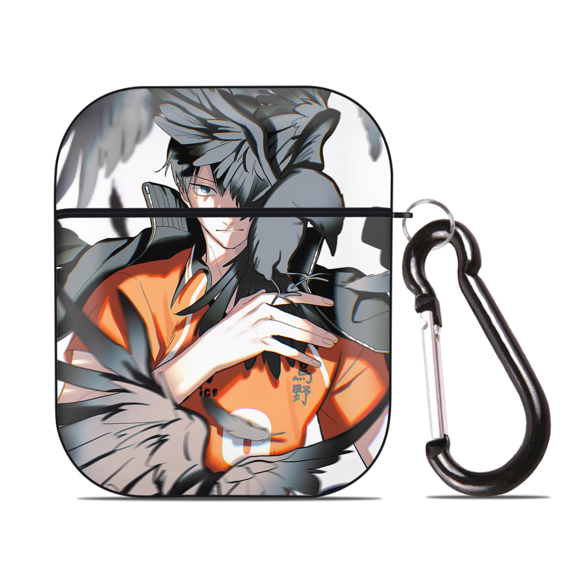 （画像用） ハイキュー!! Haikyu!! AirPods 第2世代保護ケース ハードシェル ブラック 耐衝撃・防指紋・カラビナ付き