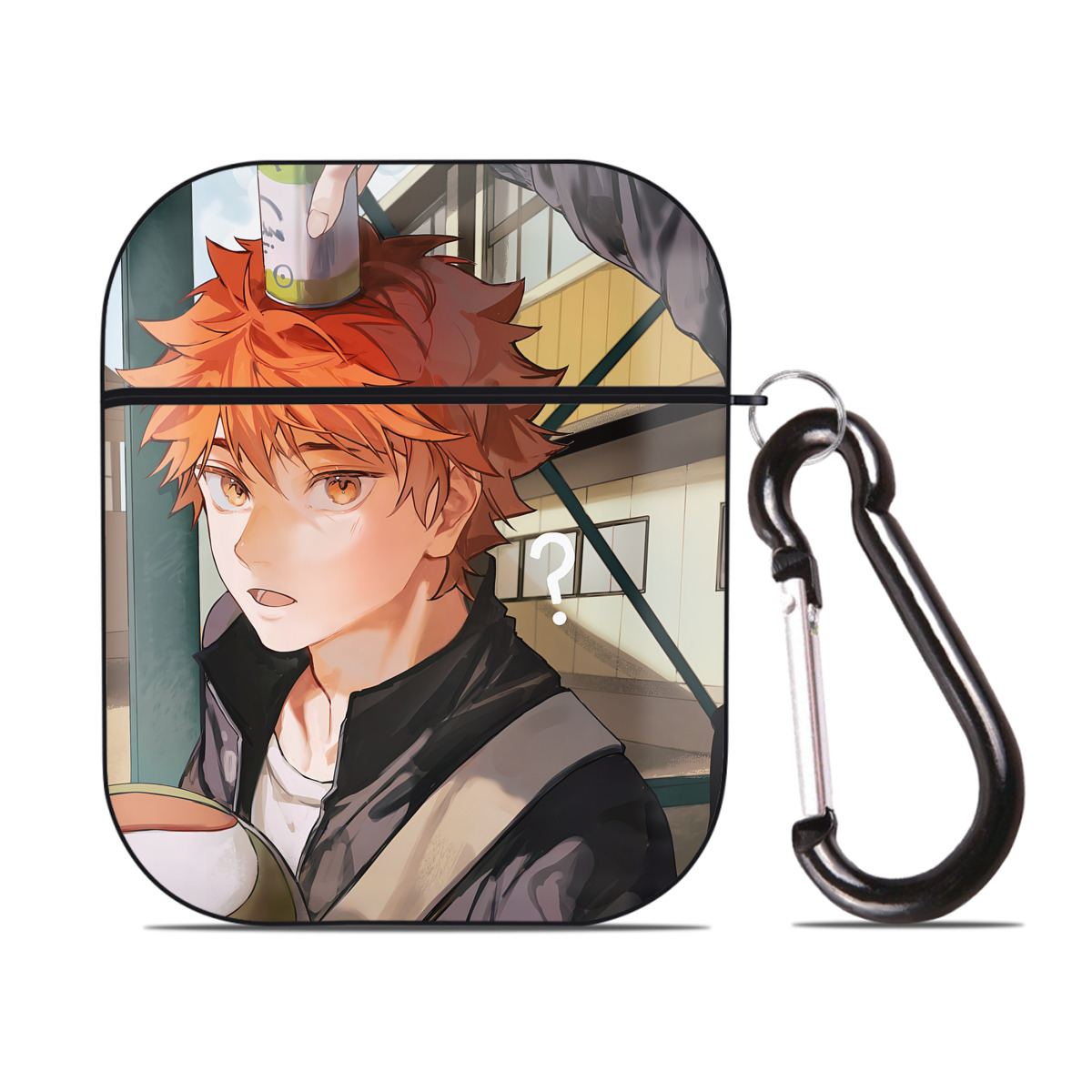 （画像用） ハイキュー!! Haikyu!! AirPods 第2世代保護ケース ハードシェル ブラック 耐衝撃・防指紋・カラビナ付き
