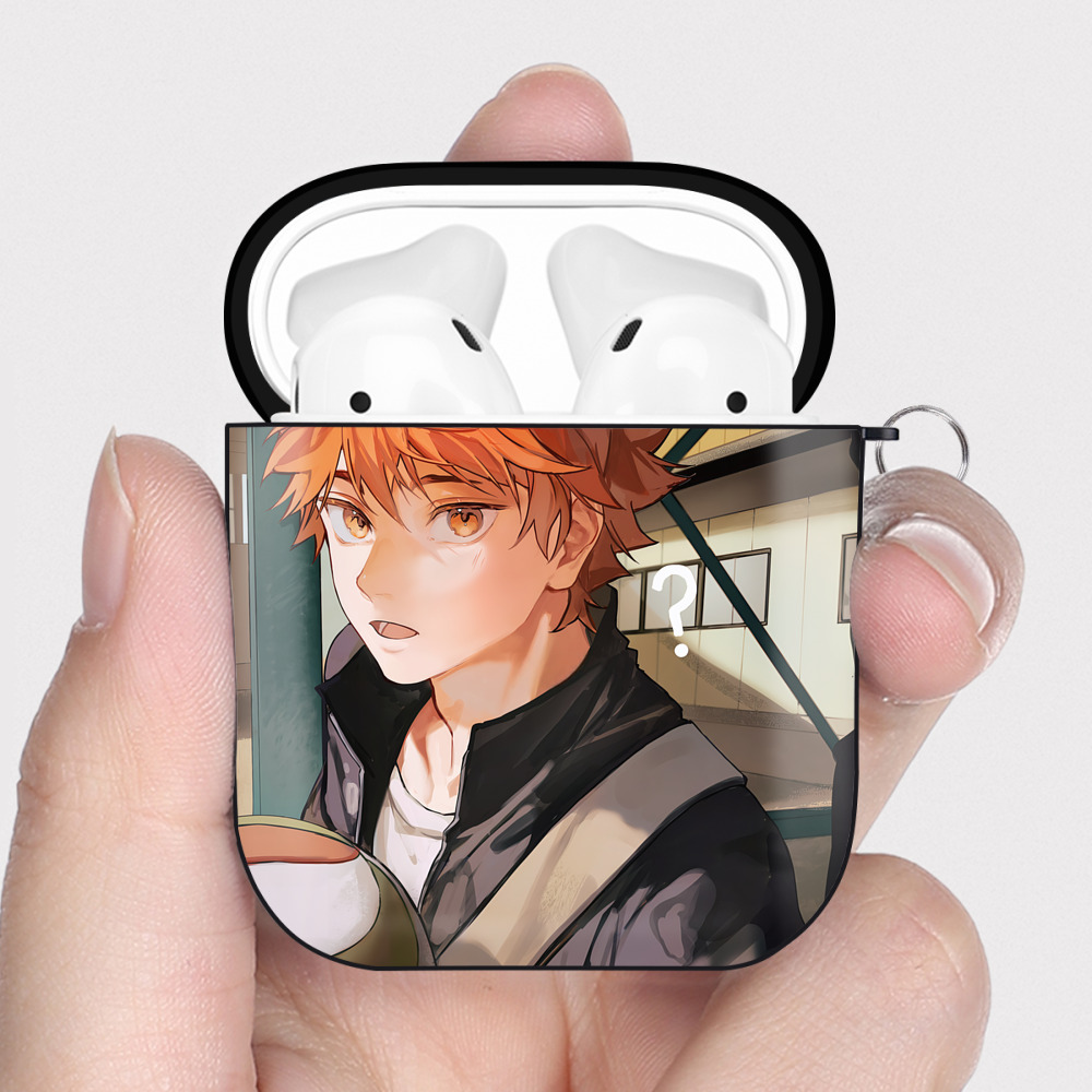 （画像用） ハイキュー!! Haikyu!! AirPods 第2世代保護ケース ハードシェル ブラック 耐衝撃・防指紋・カラビナ付き