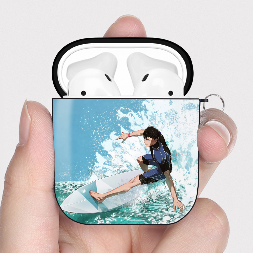 （画像用） ハイキュー!! Haikyu!! AirPods 第2世代保護ケース ハードシェル ブラック 耐衝撃・防指紋・カラビナ付き